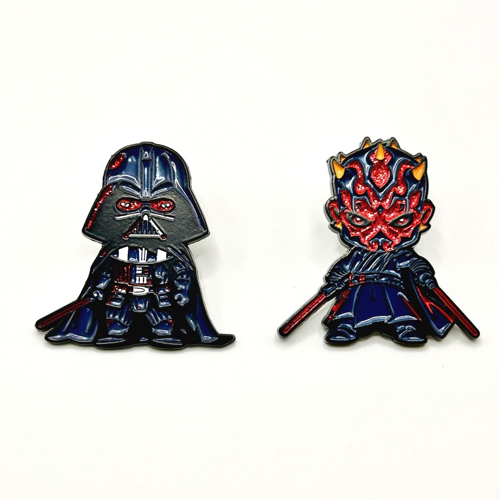 Darth Vader & Darth Maul Star Wars Enamel Pin Set OS Black Red Glitter Sith Lord